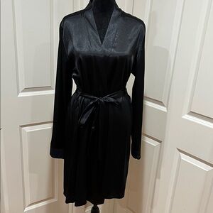 Apt. 9, woman’s, black, long sleeve, knee length, wrap, robe. Size medium.